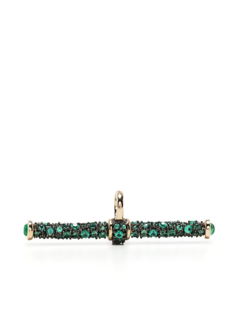 14k Yellow Gold Emerald PavÃ_x0083_Â© T-bar Pendant