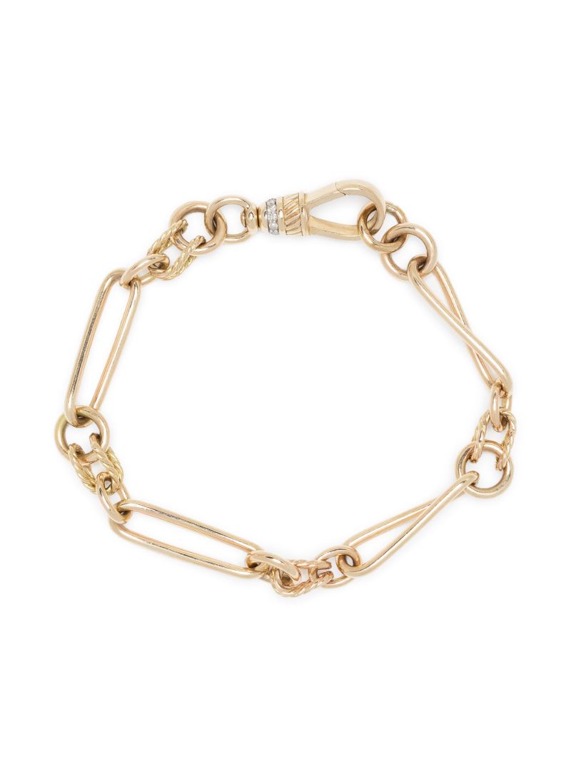 14k Yellow Gold Twisted Link Diamond Bracelet
