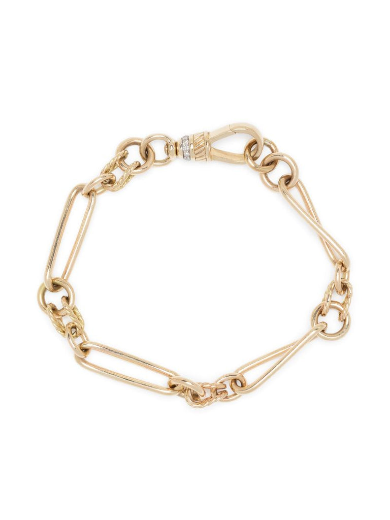 14k Yellow Gold Twisted Link Diamond Bracelet