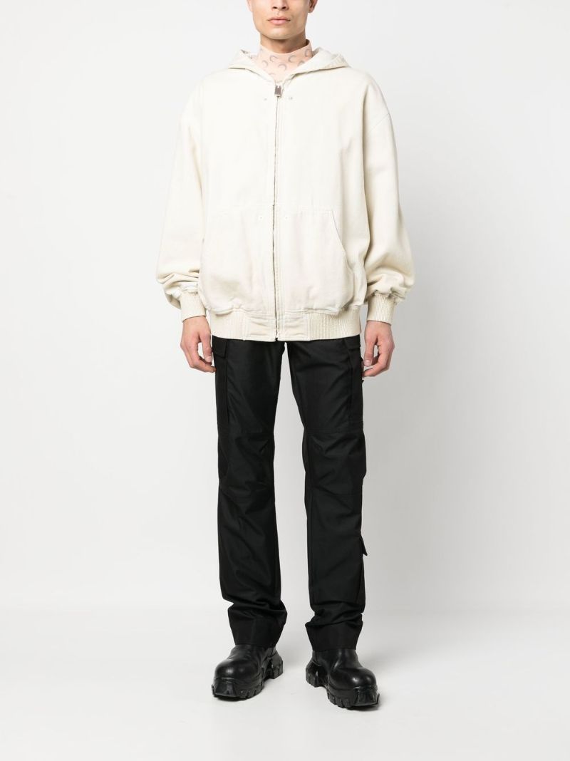 Neutral Cotton Hooded Zip-up Sweatshirt