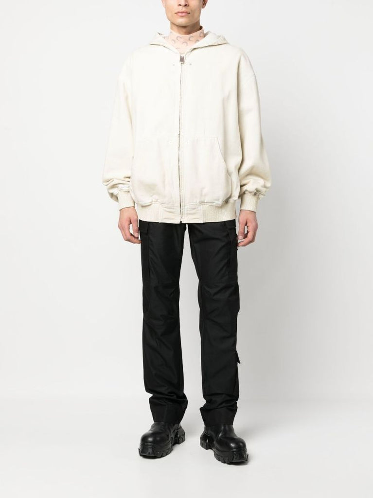 Neutral Cotton Hooded Zip-up Sweatshirt