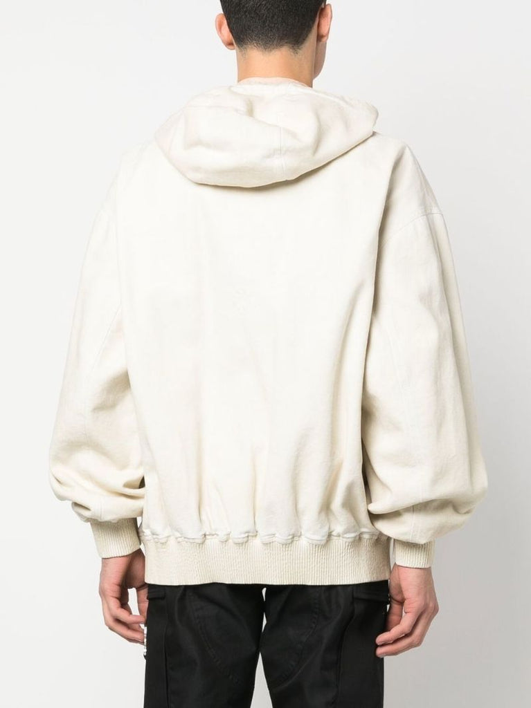 Neutral Cotton Hooded Zip-up Sweatshirt
