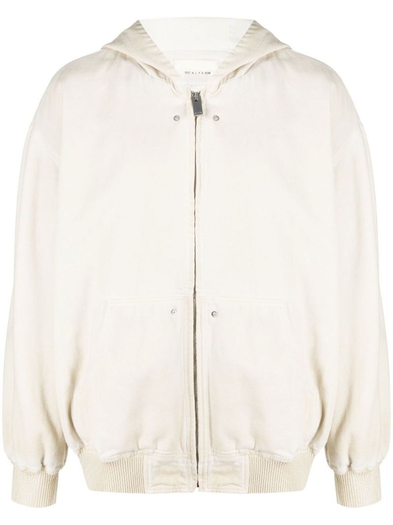 Neutral Cotton Hooded Zip-up Sweatshirt