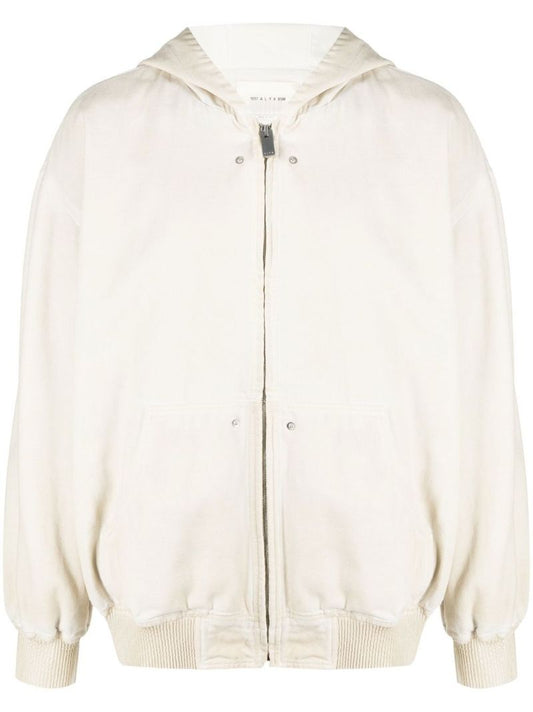 Neutral Cotton Hooded Zip-up Sweatshirt