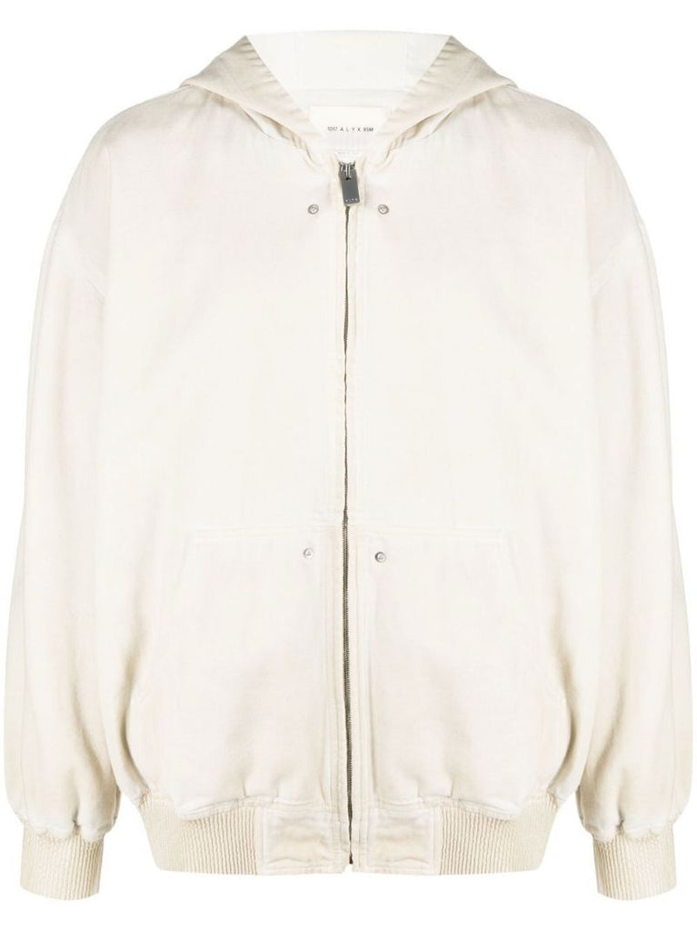 Neutral Cotton Hooded Zip-up Sweatshirt