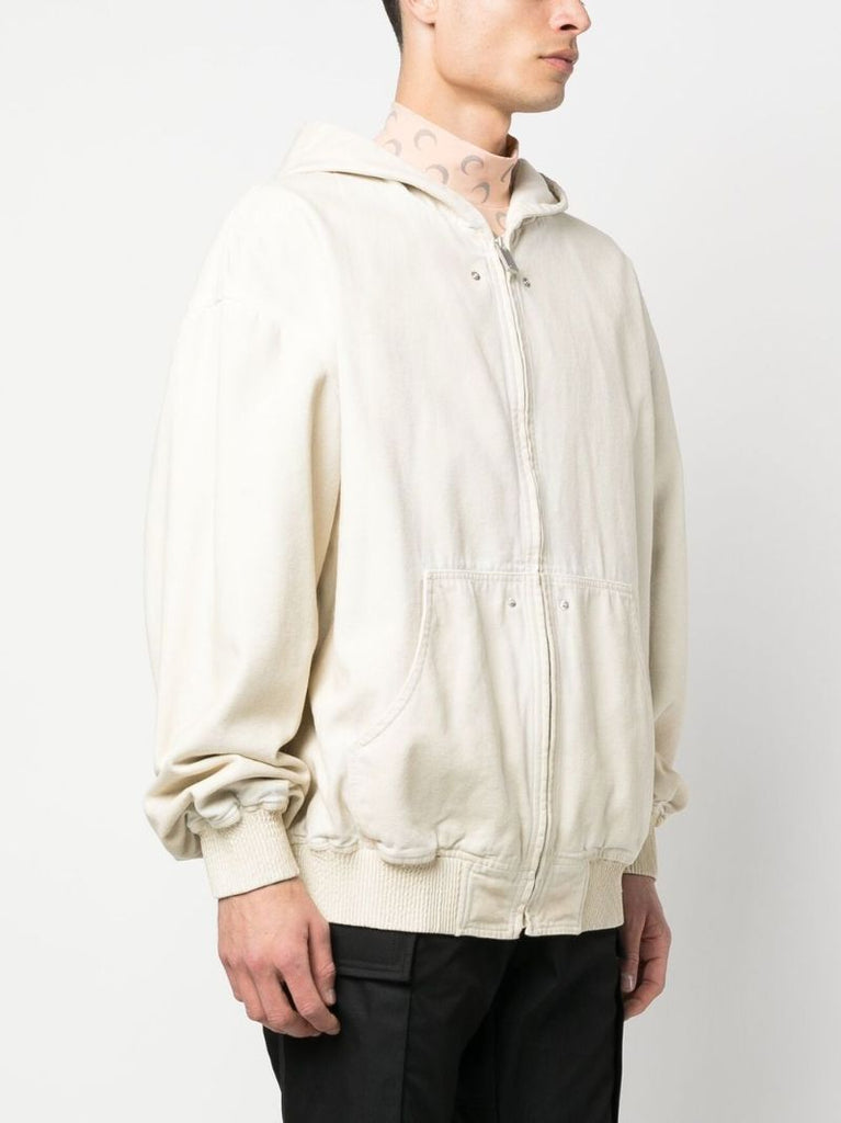 Neutral Cotton Hooded Zip-up Sweatshirt