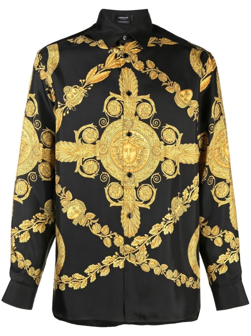 Black Mask Baroque Silk Shirt
