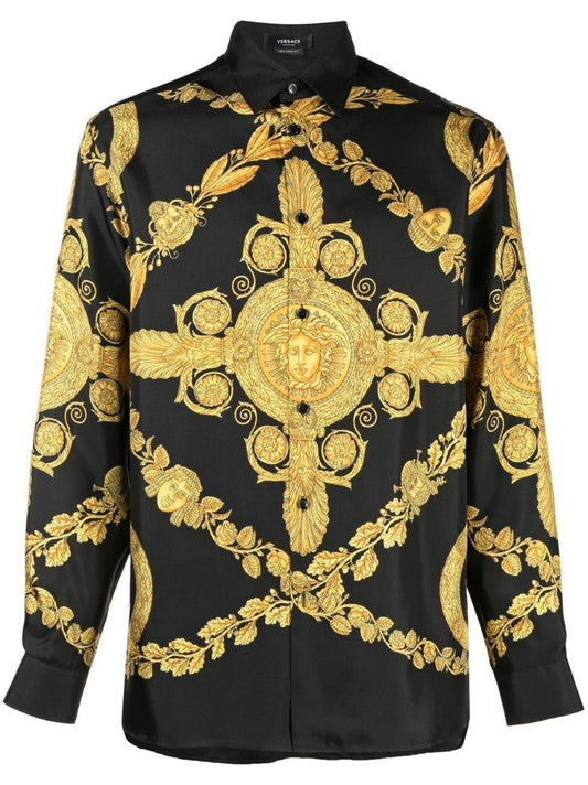 Black Mask Baroque Silk Shirt