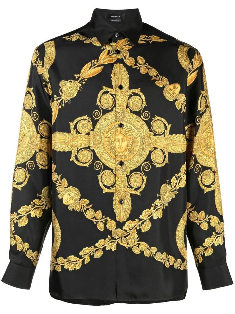 Black Mask Baroque Silk Shirt