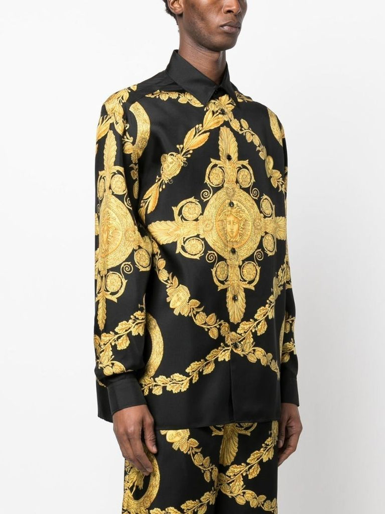 Black Mask Baroque Silk Shirt