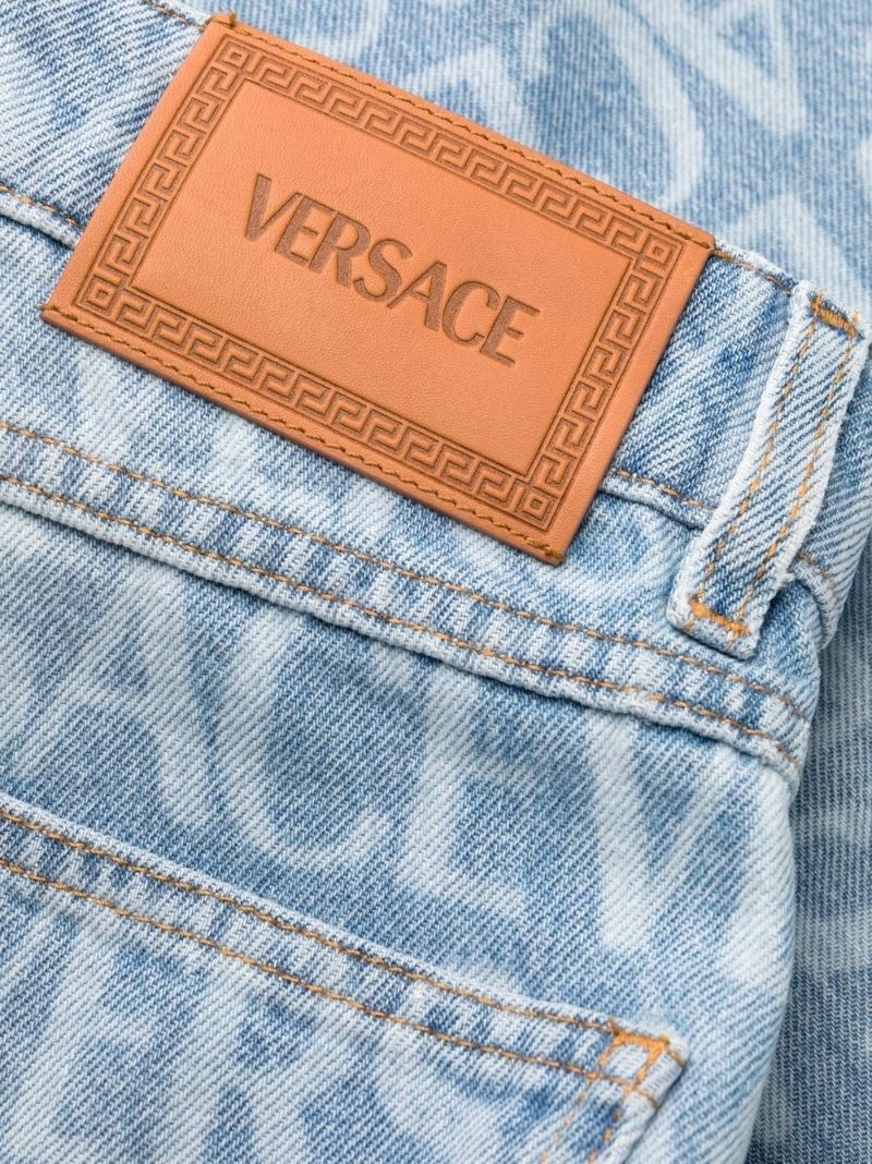 Blue Logo Print Straight-leg Jeans