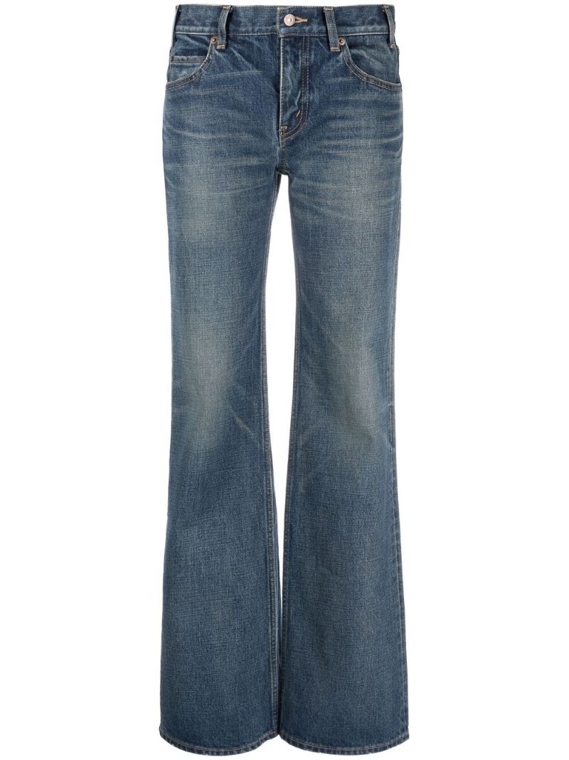 Blue Low-rise Flared Jeans