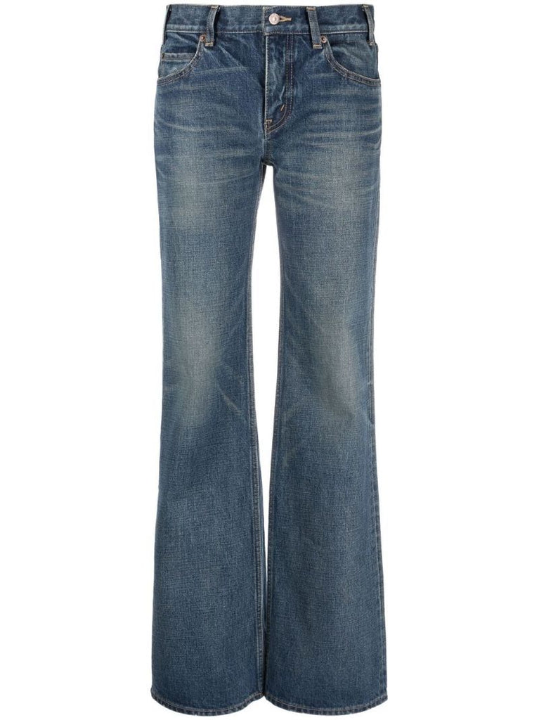 Blue Low-rise Flared Jeans