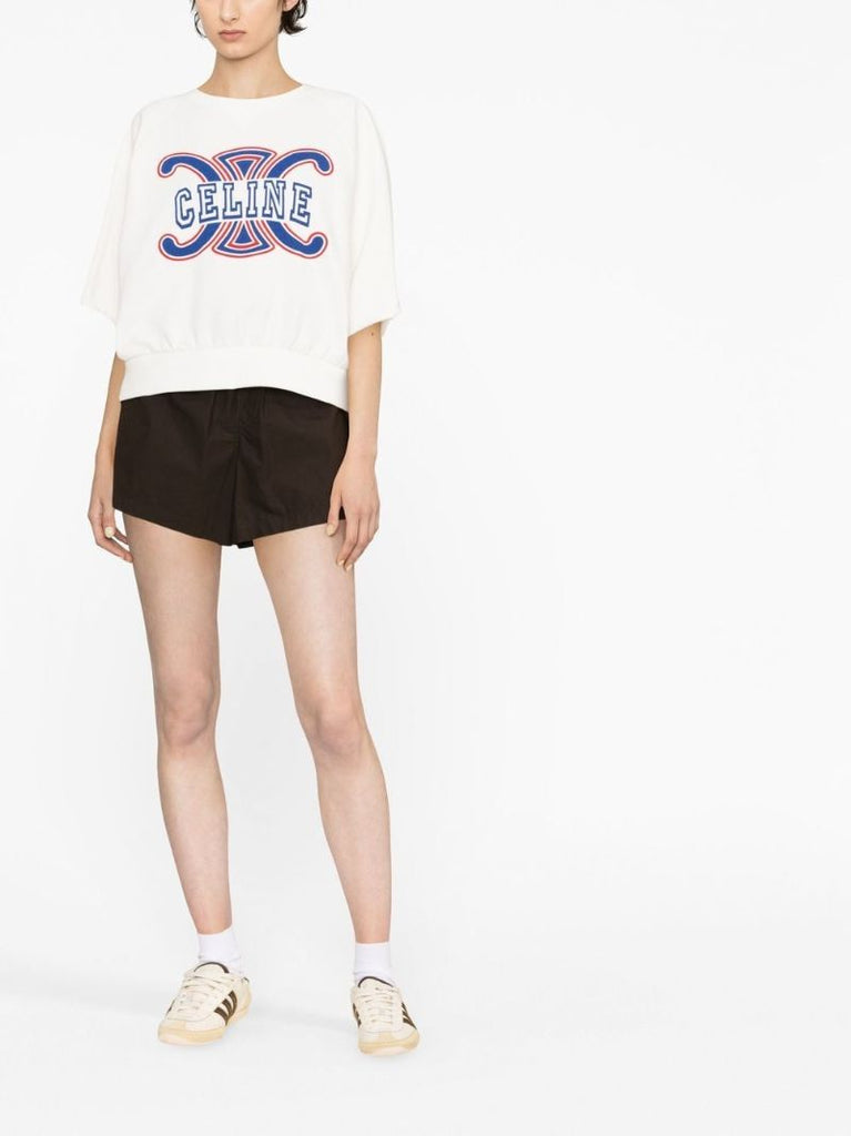White Logo Print Cotton T-shirt
