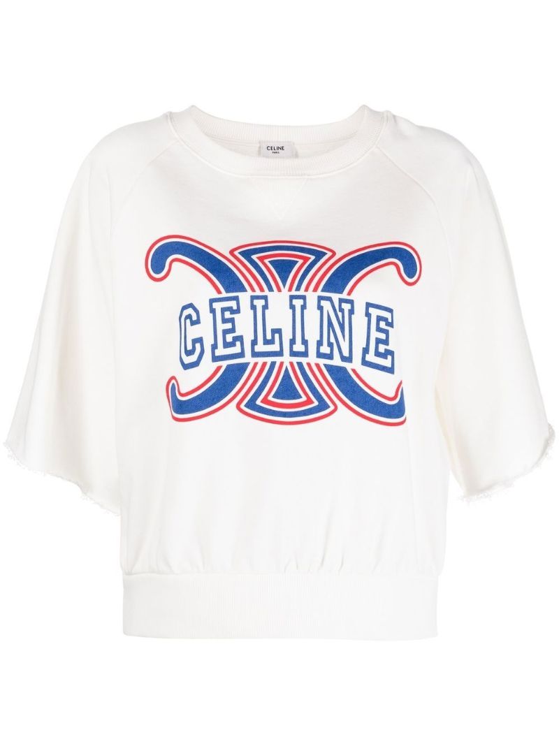 White Logo Print Cotton T-shirt