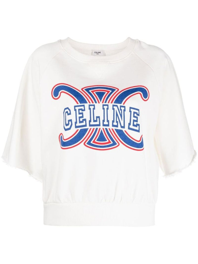 White Logo Print Cotton T-shirt