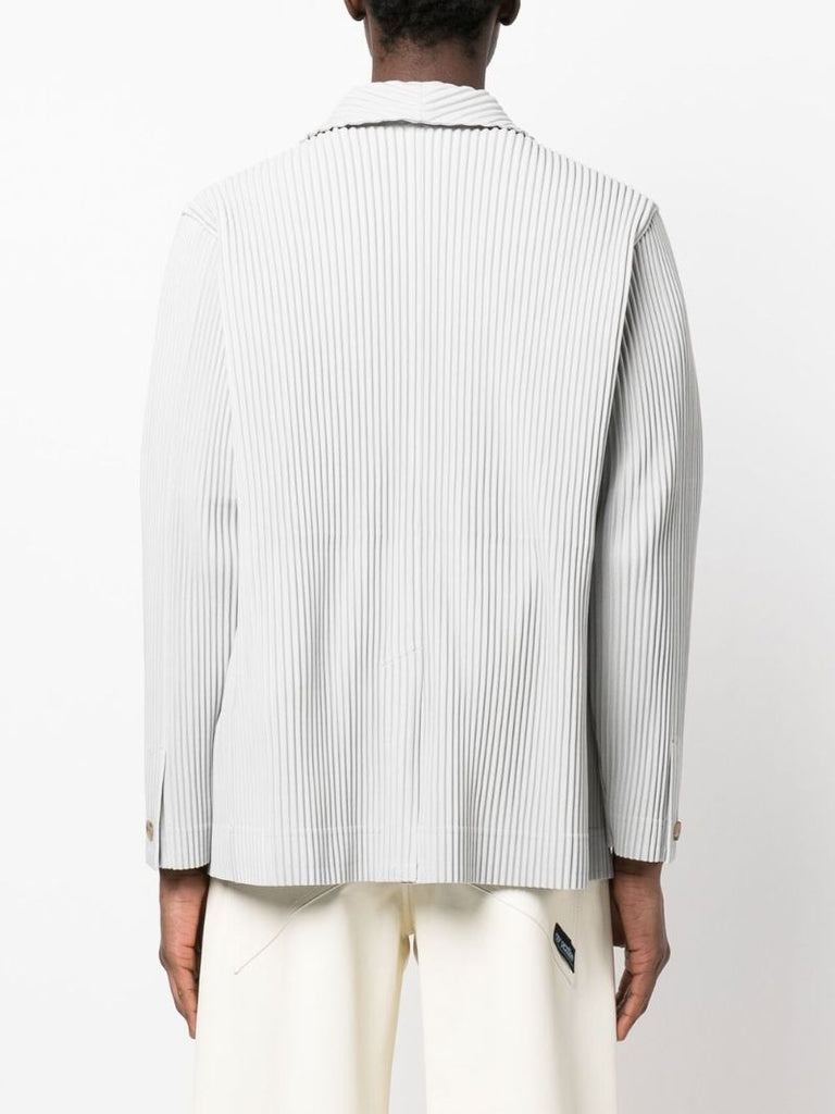 Light Grey Micro Pleated Buttoned Blazer