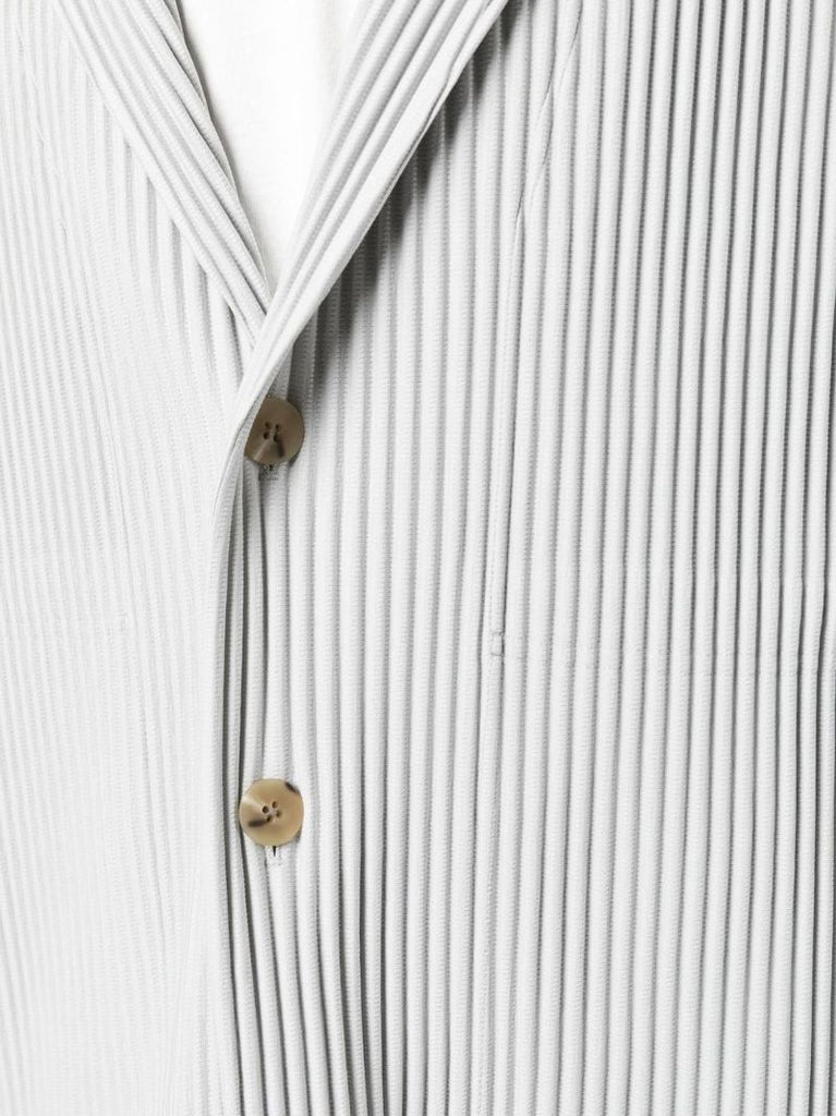 Light Grey Micro Pleated Buttoned Blazer