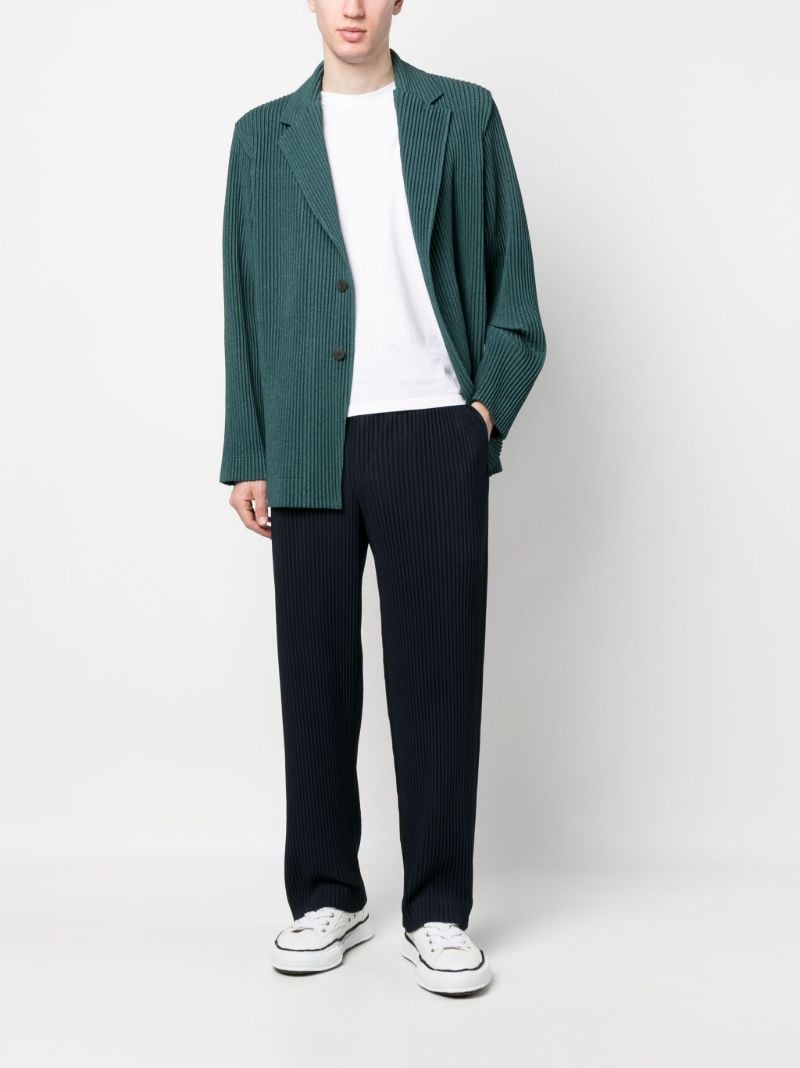 Green Pleated Single-breasted Blazer
