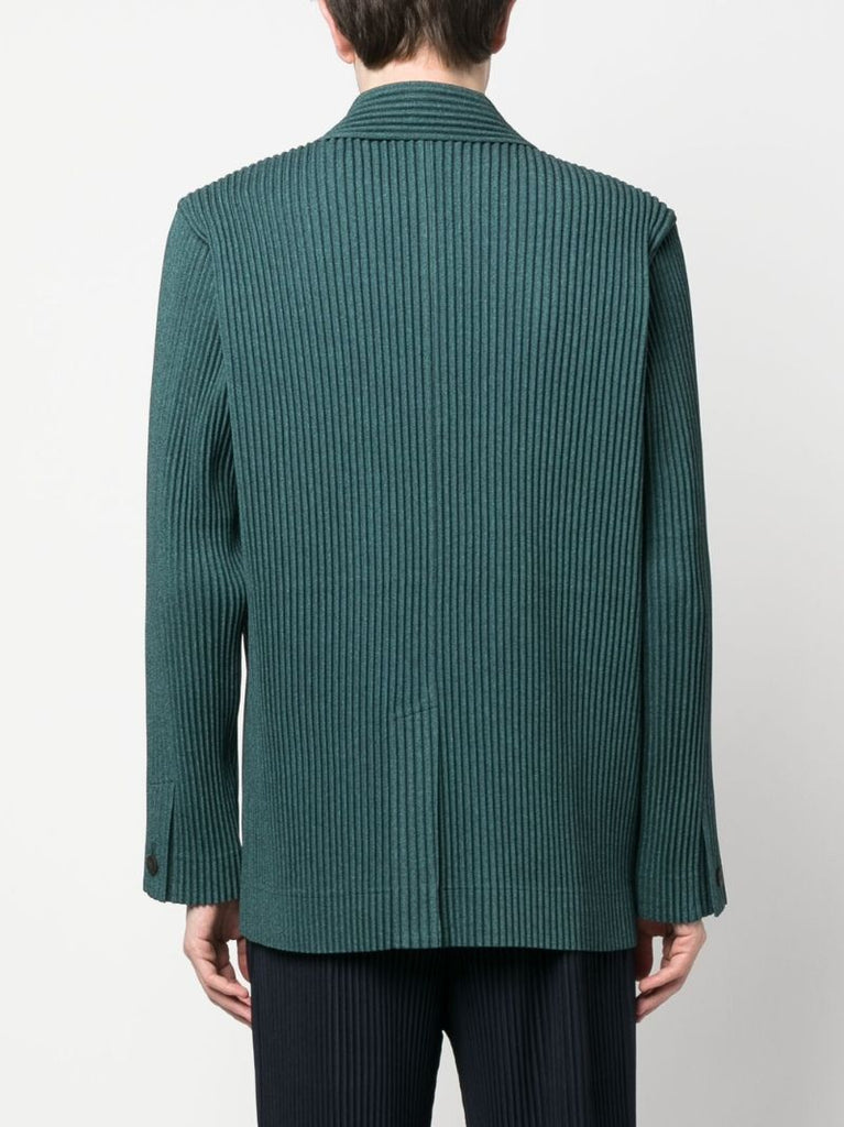Green Pleated Single-breasted Blazer