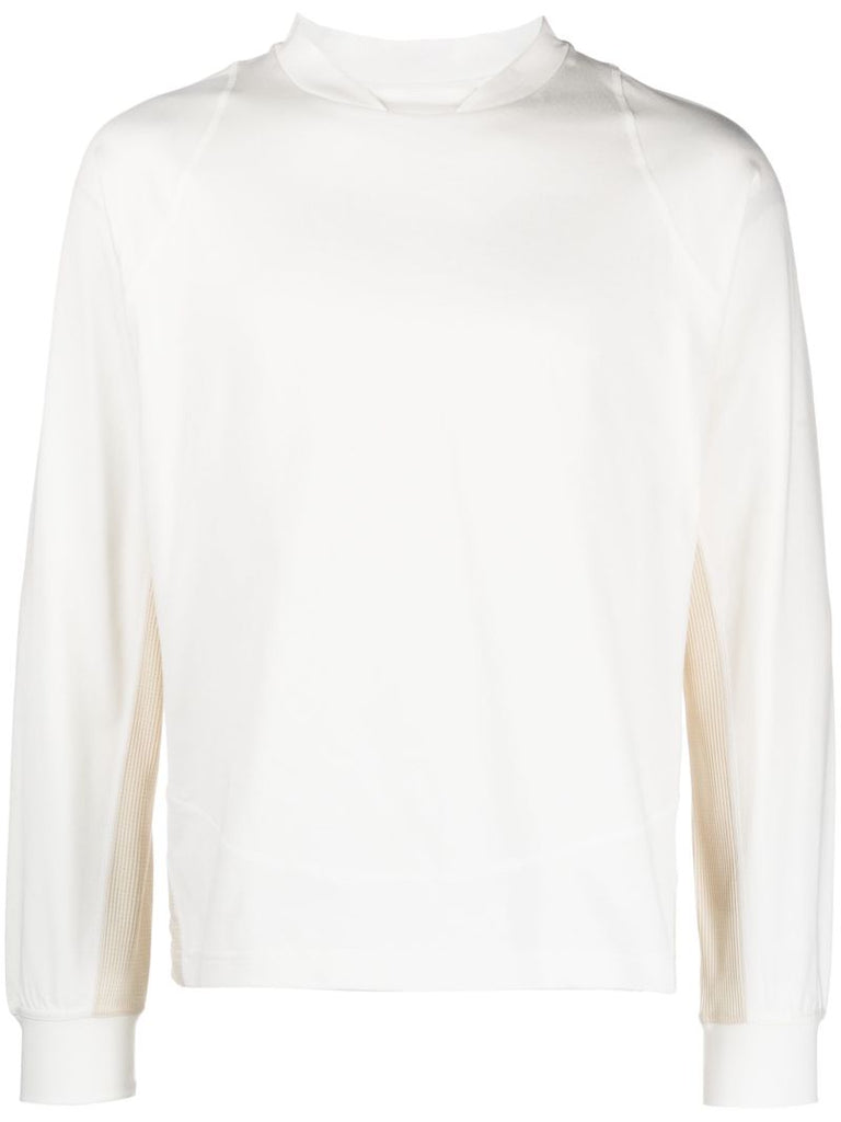 White Panelled Long-sleeve T-shirt