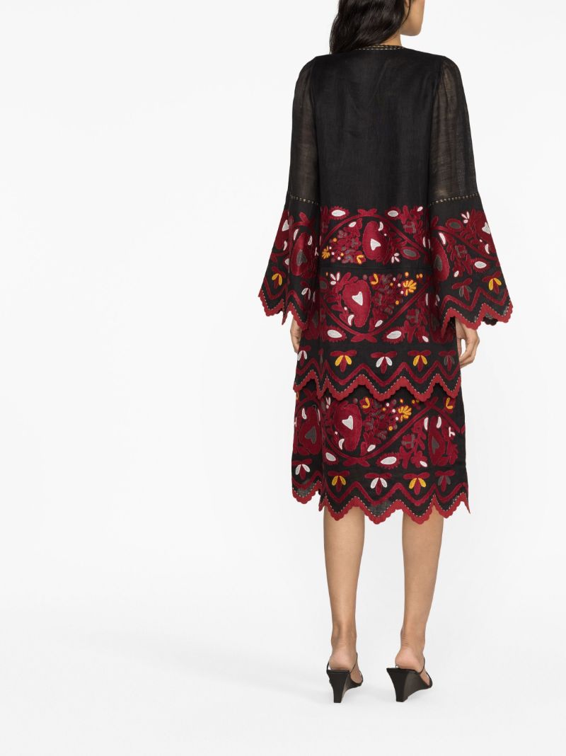 Black Tiziana Embroidered Midi Dress