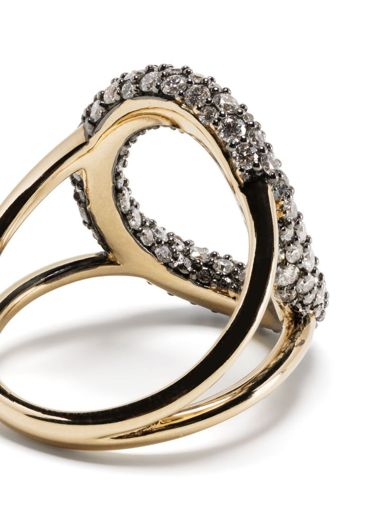 14k Yellow Gold Signature Diamond PavÃ_x0083_Â© Oval Ring