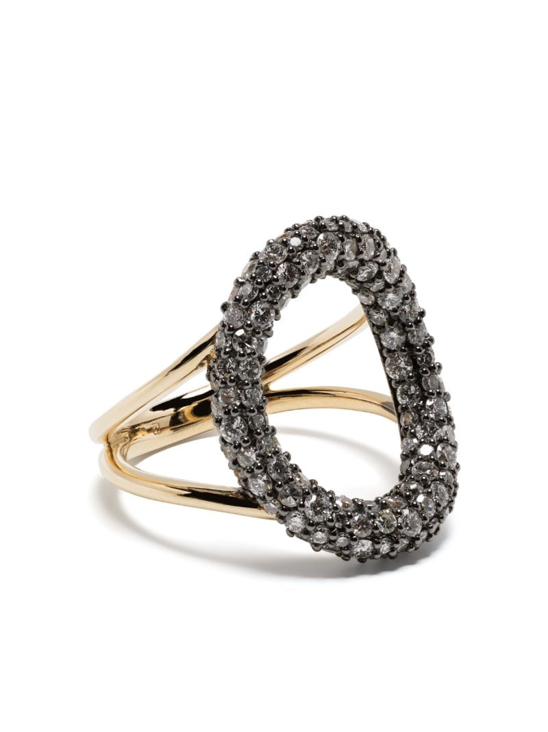 14k Yellow Gold Signature Diamond PavÃ_x0083_Â© Oval Ring