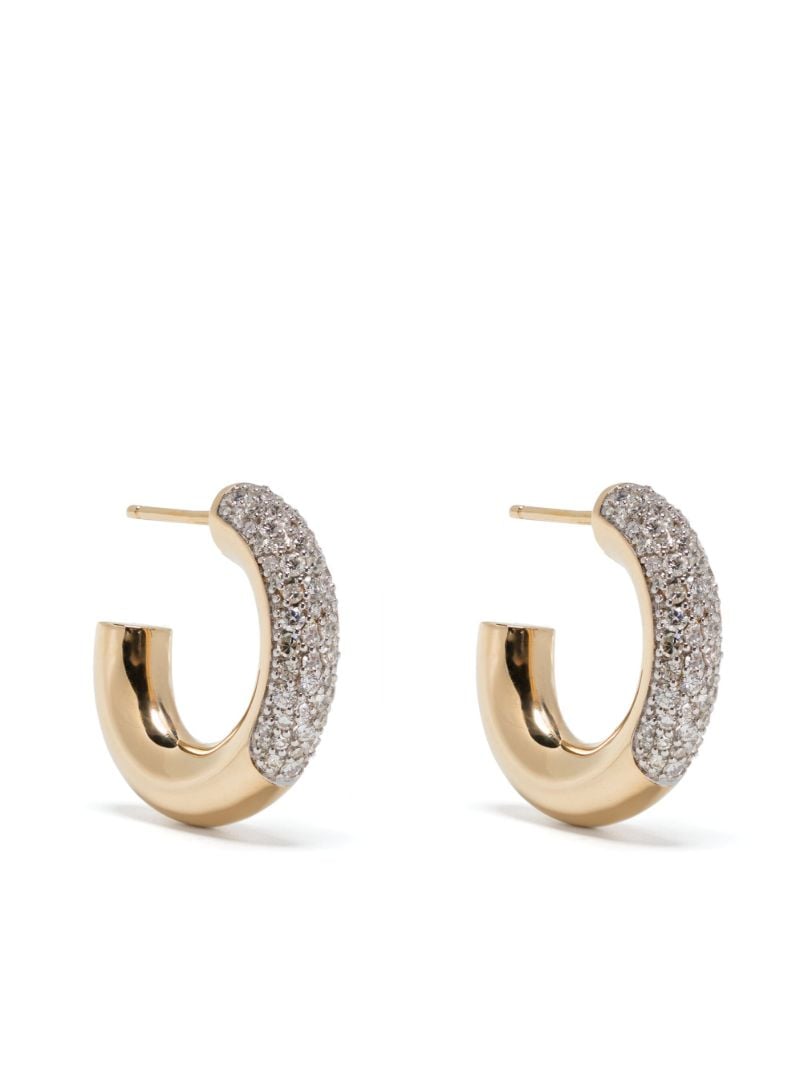 14k Yellow Gold Signature PavÃ_x0083_Â© Chubby Hoop Diamond Earrings