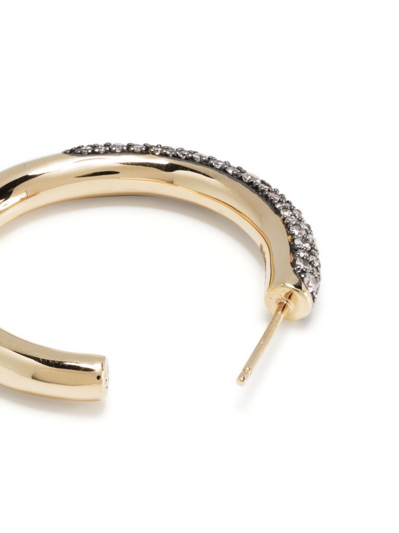 14k Yellow Gold Dark Side of the Moon Diamond Hoop Earrings