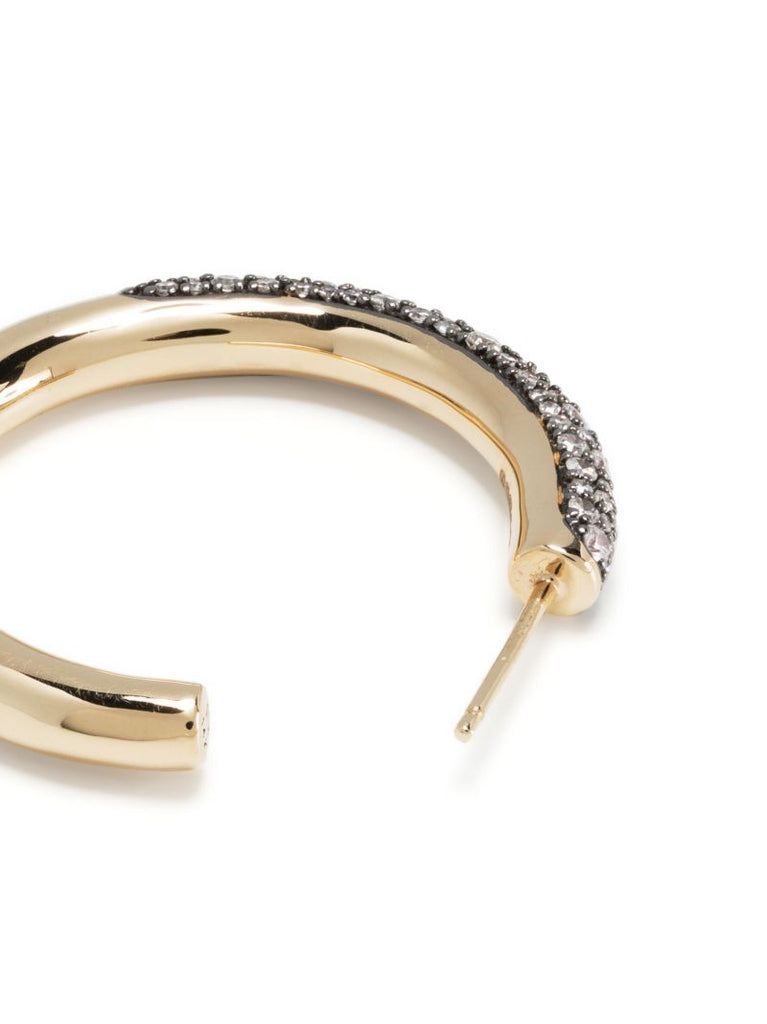 14k Yellow Gold Dark Side of the Moon Diamond Hoop Earrings