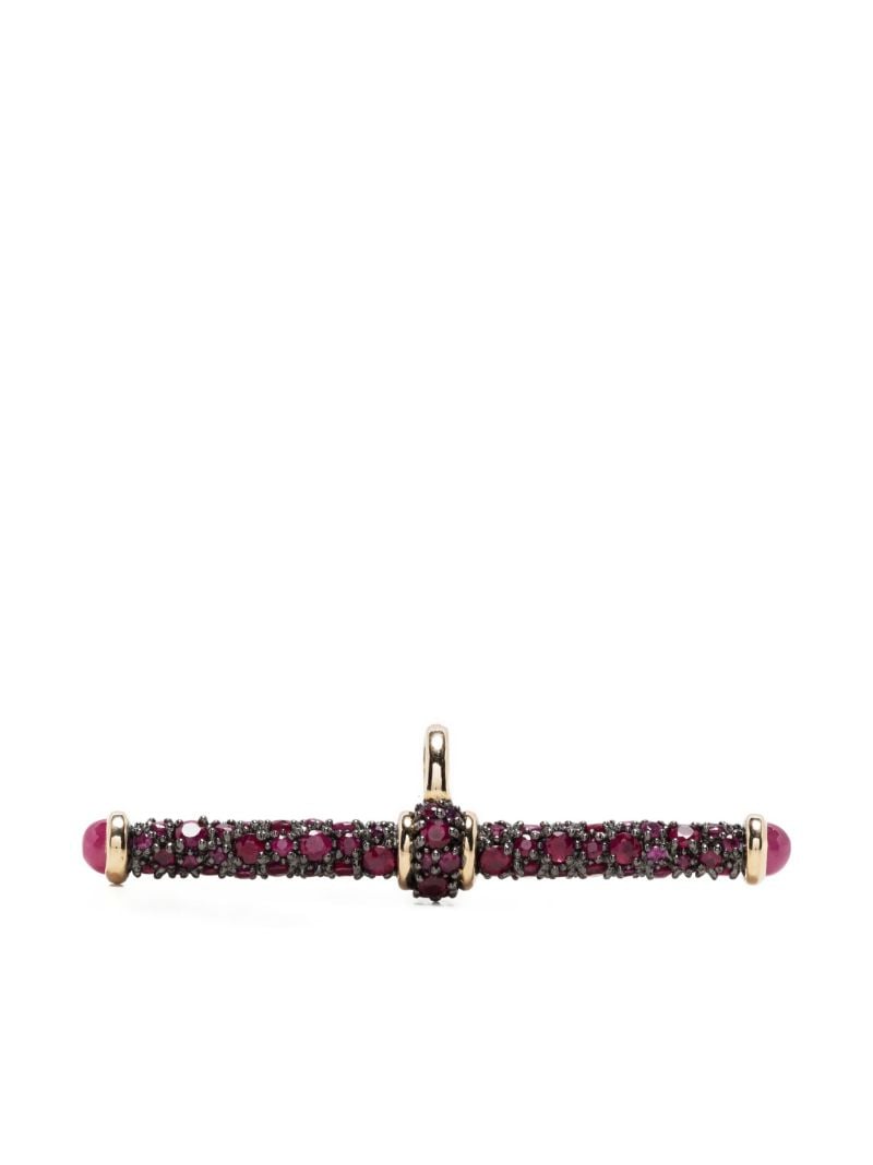 14k Yellow Gold Ruby PavÃ_x0083_Â© T-bar Pendant
