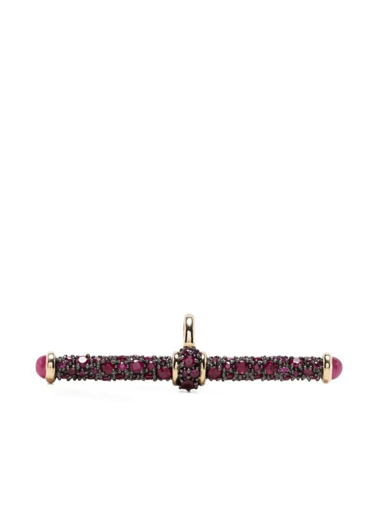 14k Yellow Gold Ruby PavÃ_x0083_Â© T-bar Pendant