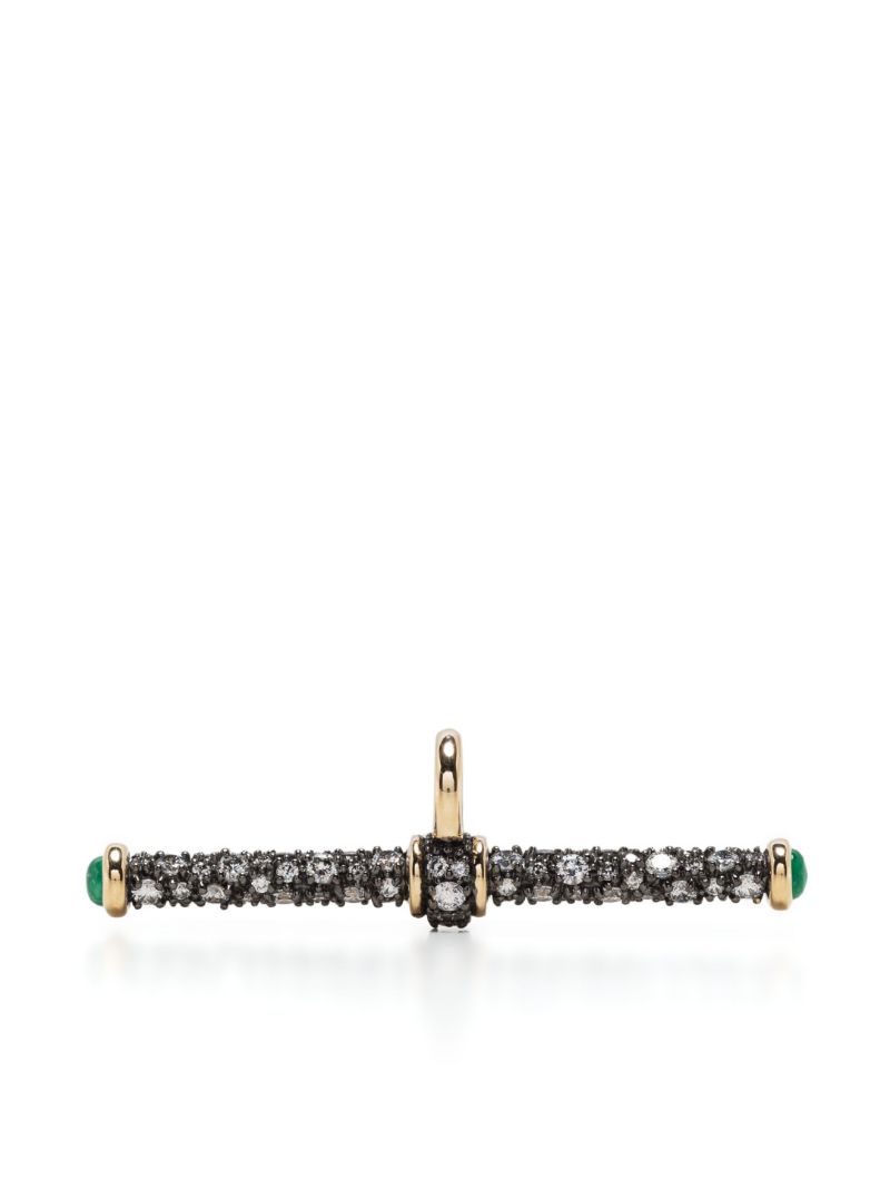 14k Yellow Gold Diamond PavÃ_x0083_Â© T-bar Pendant