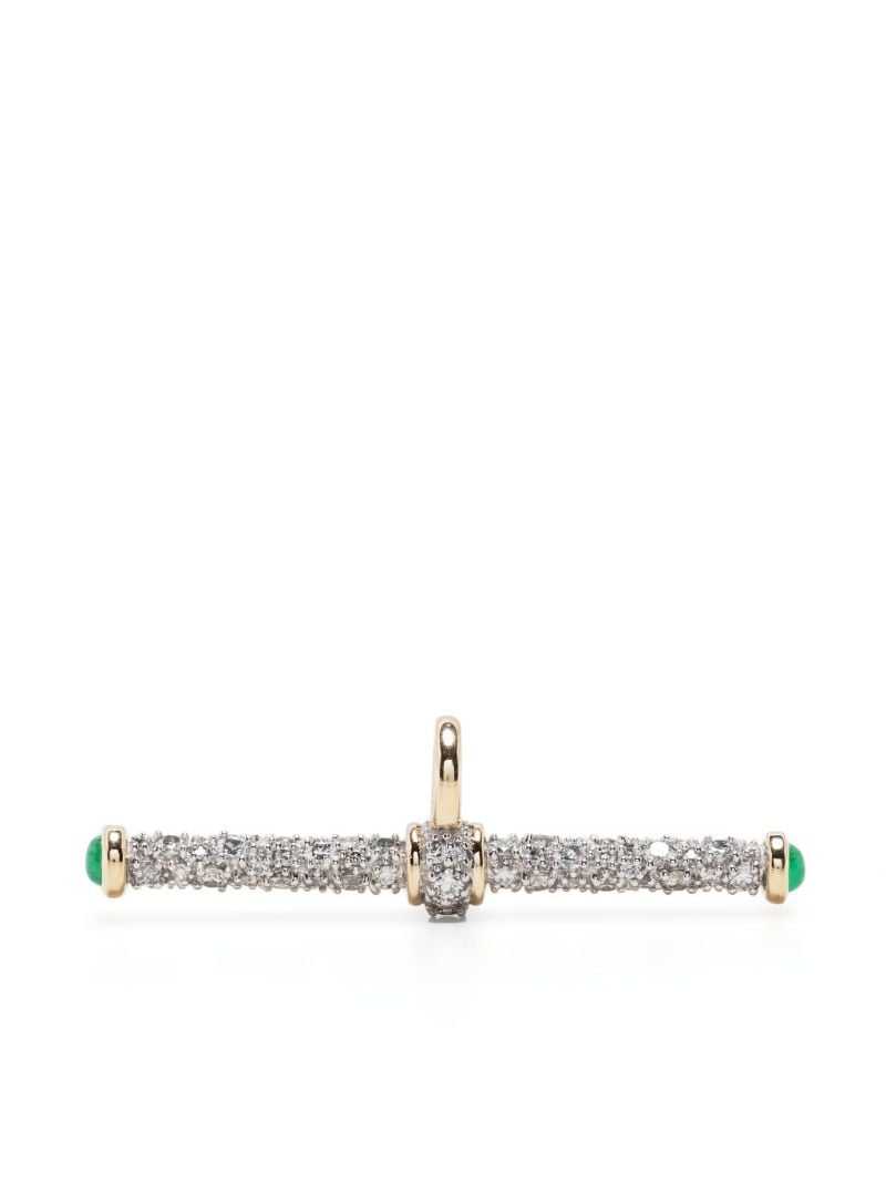 14k Yellow Gold Diamond PavÃ_x0083_Â© T-bar Pendant