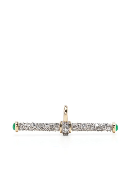 14k Yellow Gold Diamond PavÃ_x0083_Â© T-bar Pendant