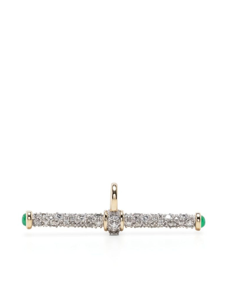 14k Yellow Gold Diamond PavÃ_x0083_Â© T-bar Pendant