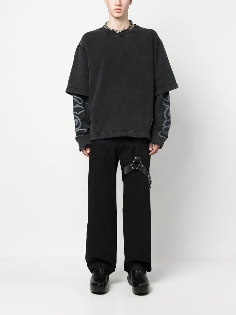 Black Logo Print Layered Sweatshirt