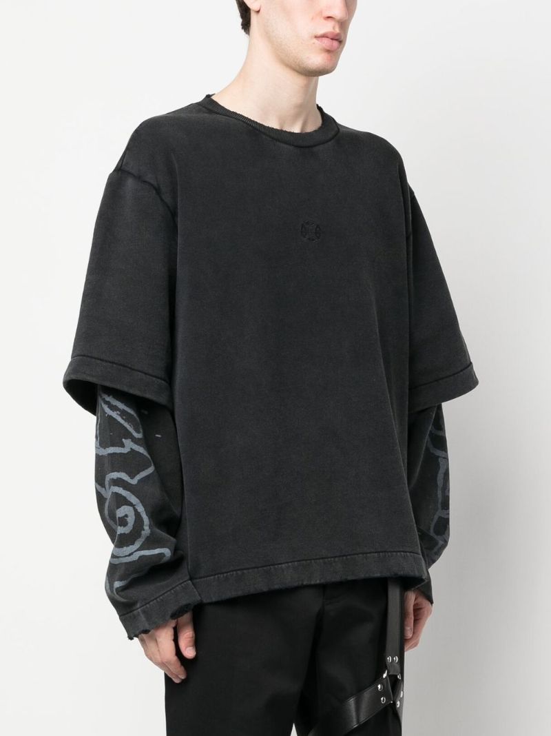 Black Logo Print Layered Sweatshirt