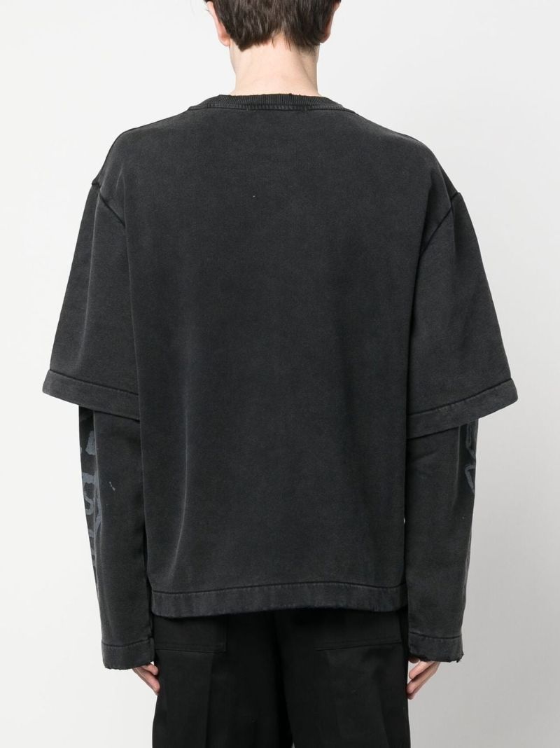 Black Logo Print Layered Sweatshirt