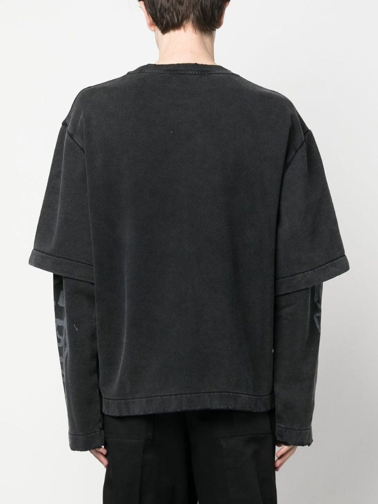 Black Logo Print Layered Sweatshirt