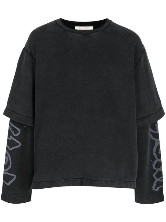 Black Logo Print Layered Sweatshirt