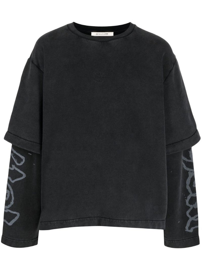 Black Logo Print Layered Sweatshirt