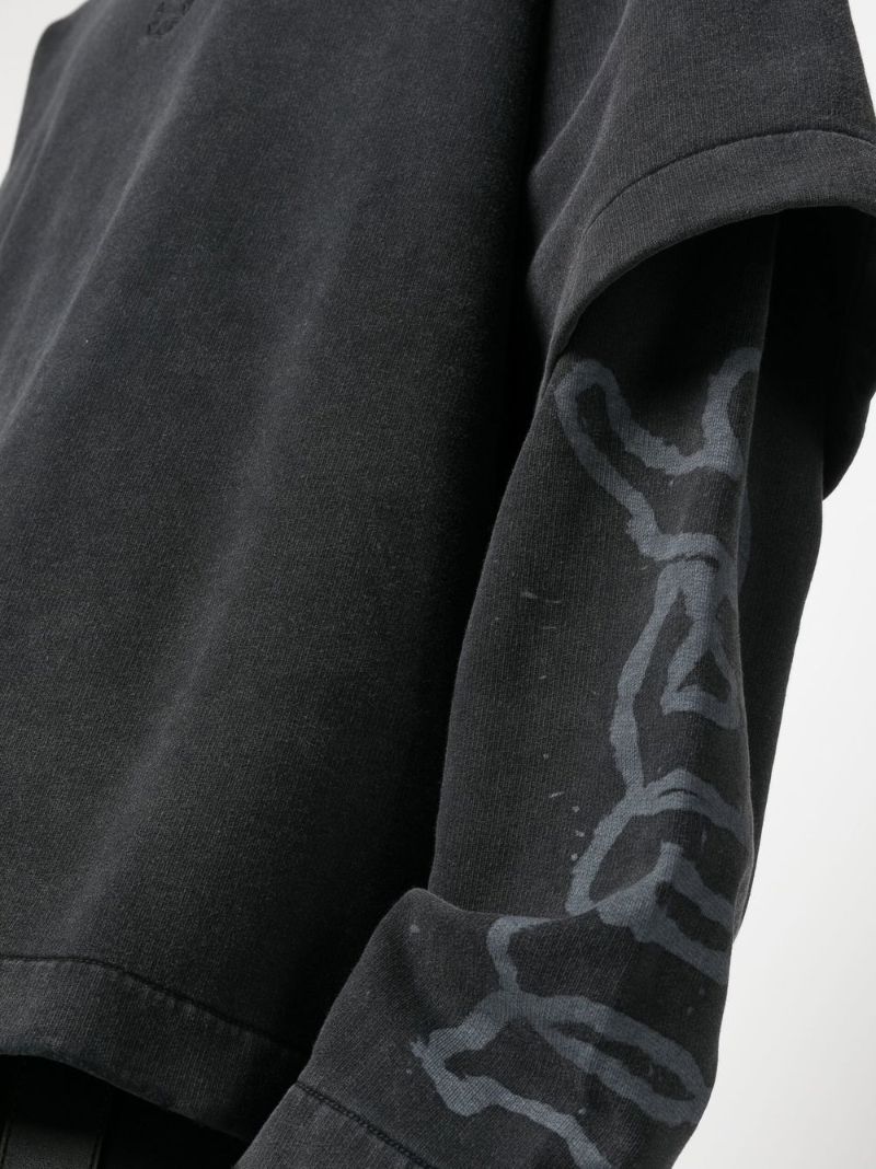 Black Logo Print Layered Sweatshirt