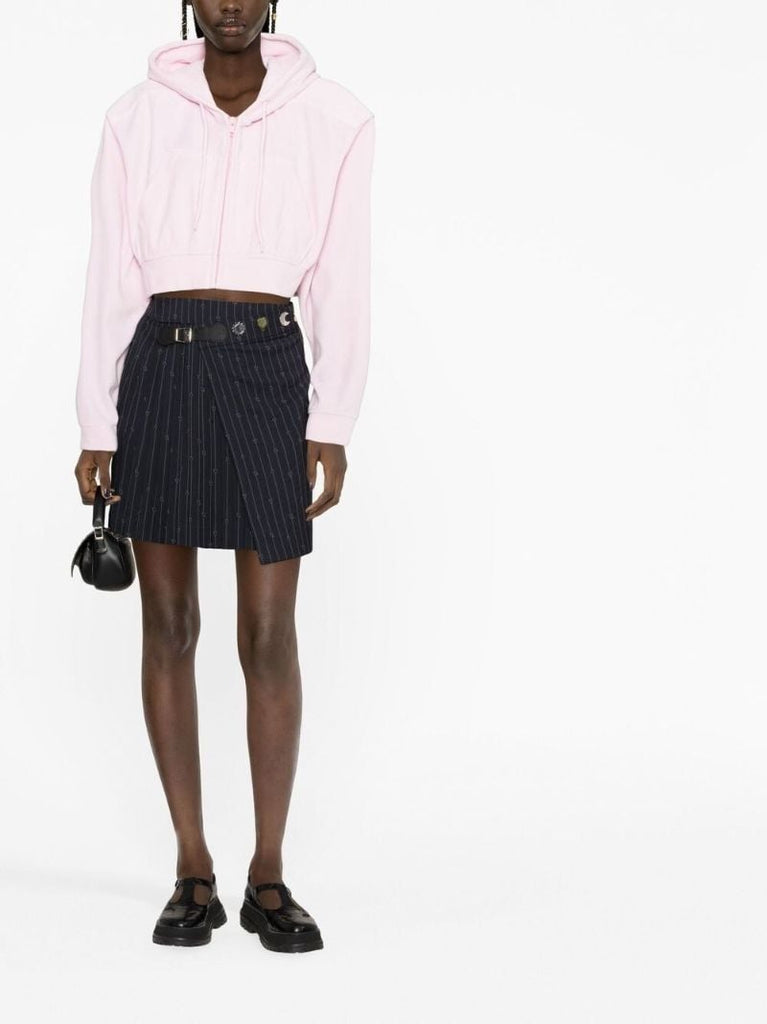Blue Pleated Kilt-style Mini Skirt