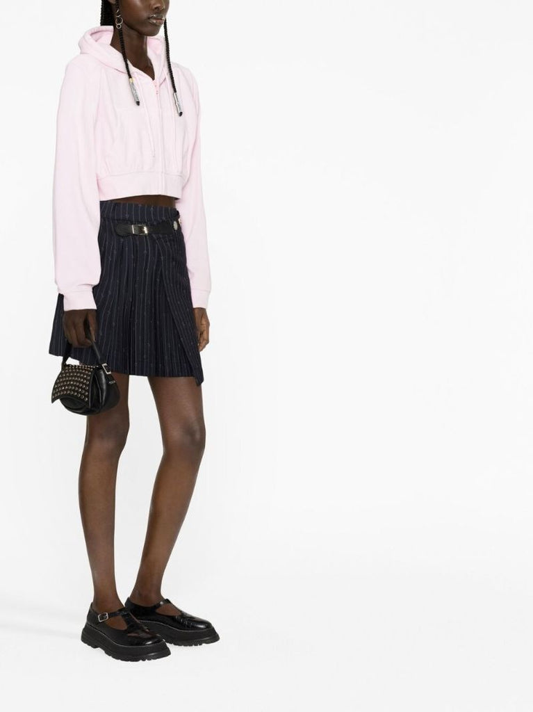 Blue Pleated Kilt-style Mini Skirt