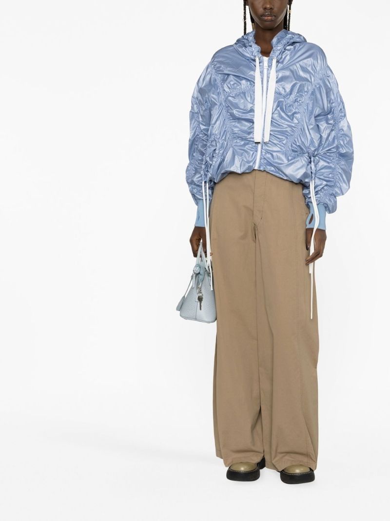 Blue Ruched Hooded Jacket
