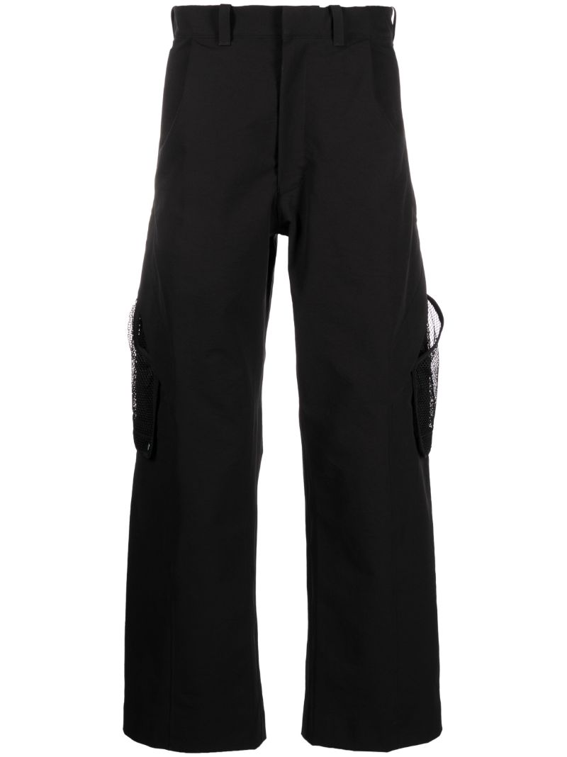 Black Double Cloth Cargo Trousers