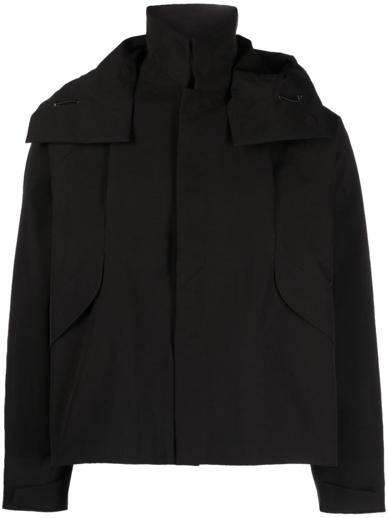 Black Double Cloth Hooded Jacket