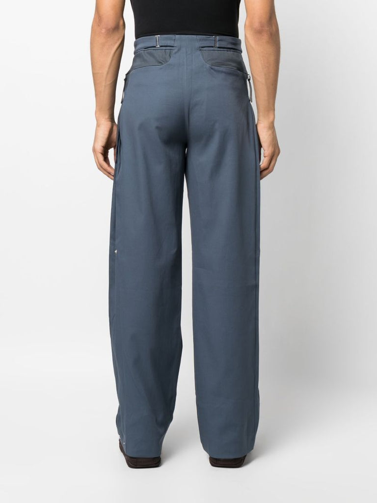Blue Delwa Wide-leg Cotton Trousers